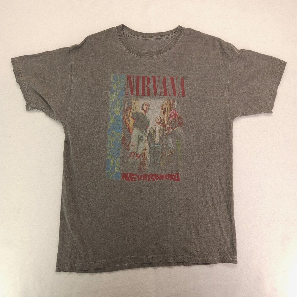 Nirvana Band Casual Crew Neck Graphic T-Shirt Adult Mens Size Large L Gray - Picture 2 of 9